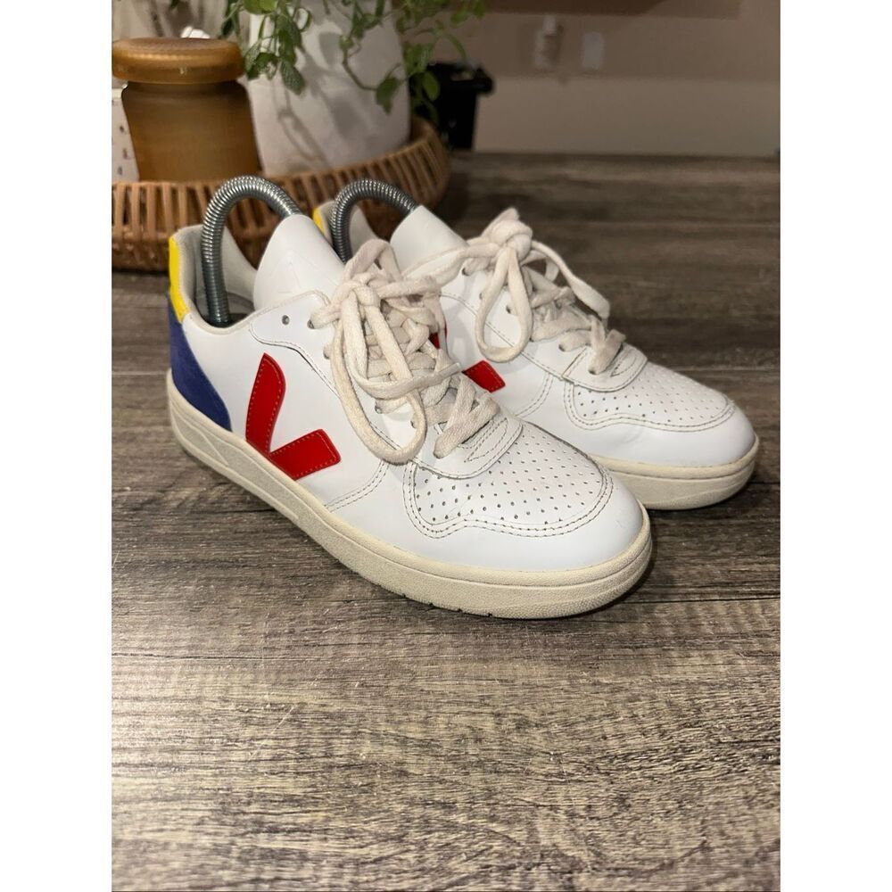 Veja V-10 Women's Leather White, Multicolor Low Top Sneakers Size 6